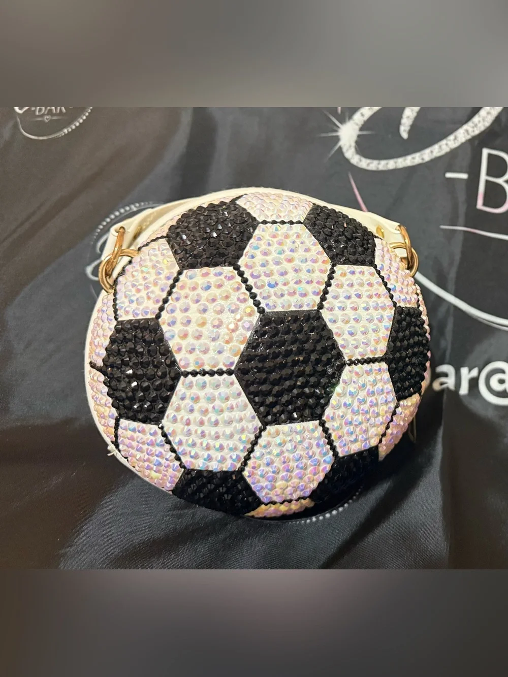 Orange Basketball or Black and white soccer ball Rhinestone Bag made as ordered
